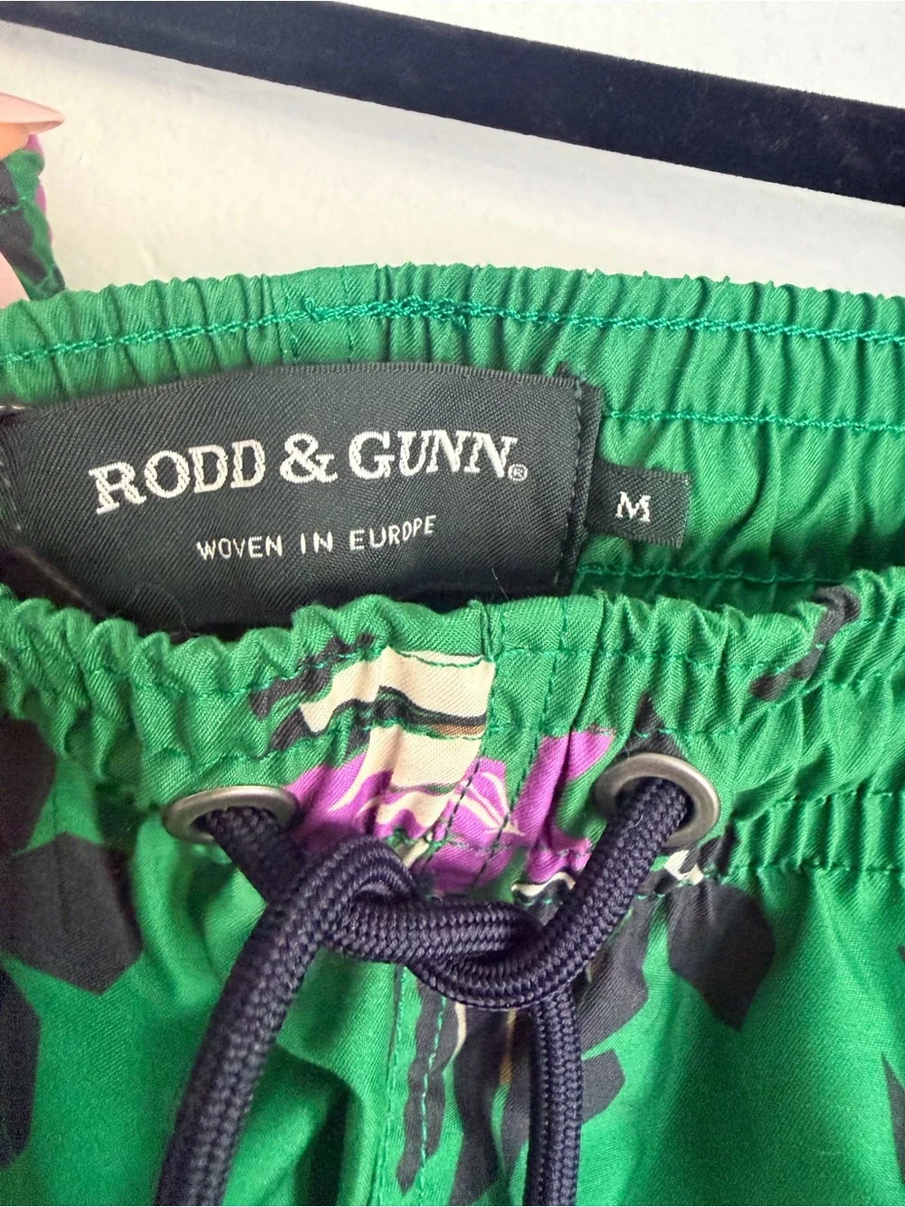 Rodd & Gunn Green Floral Swim Shorts with Purple Accents